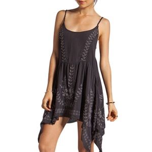 FP Free People Meadows of Medallion Slip Dress Womens XS Washed Black Grey Swing